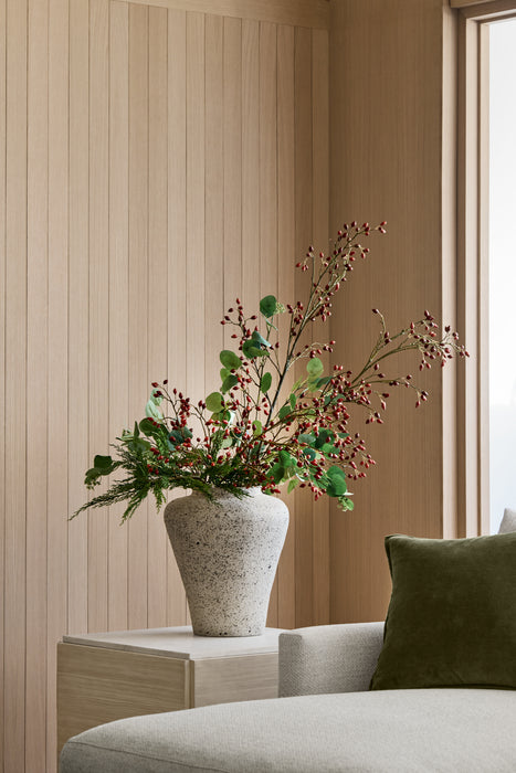 Troupe 24" Pine Wood Square Side Table with Marble Top