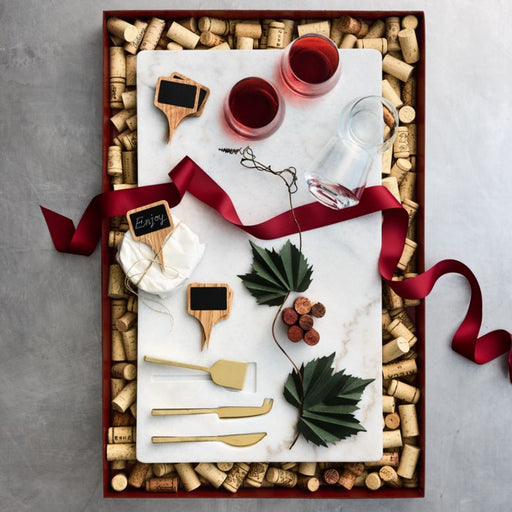 Octavia Large Marble Board with Cheese Knives