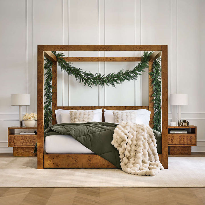 Ambrose Mappa Burl Wood King Canopy Bed