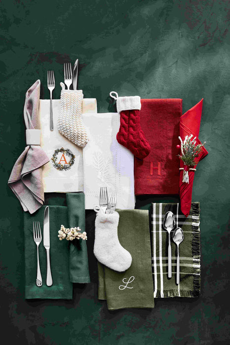 Craft Green Plaid Organic Cotton Fringe Dinner Napkin