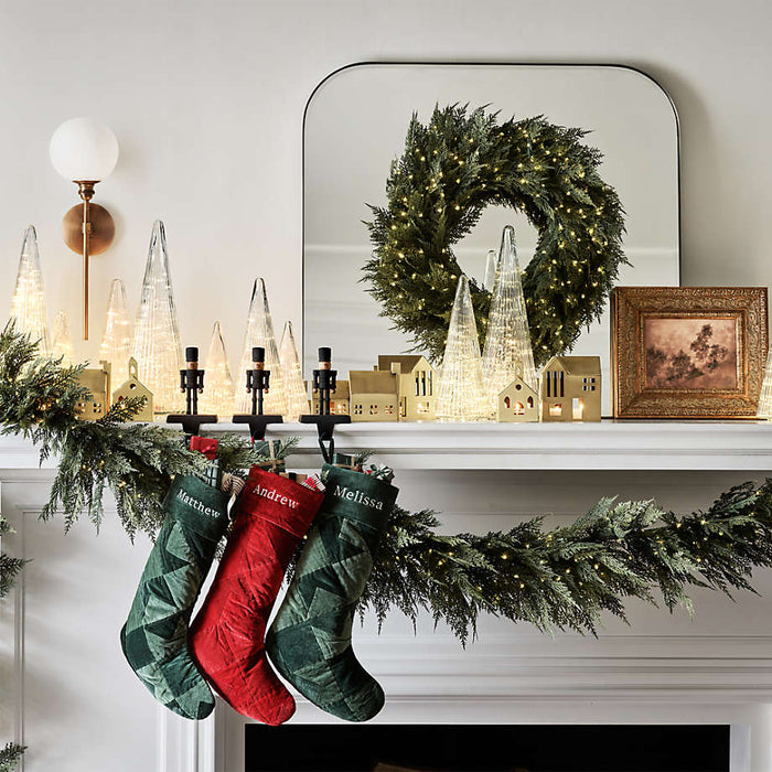 Medium Ribbed Clear Glass Christmas Tree 13.5"