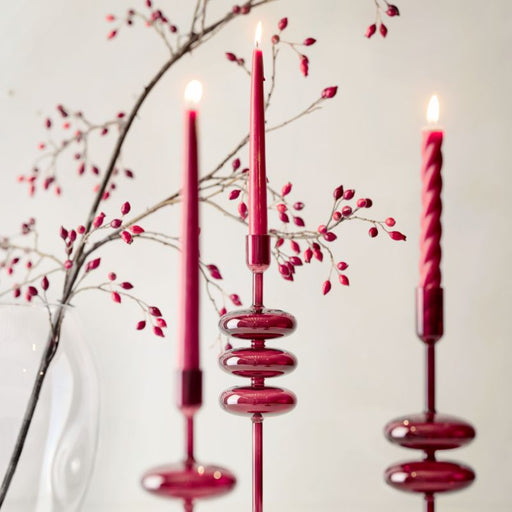 Venezia Medium Red Glass Taper Candle Holder
