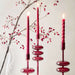 18" Twisted Cranberry Taper Candles, Set of 2