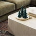 Kahn Cream Ribbed Concrete and Oak Wood 44" Rounded Square Coffee Table