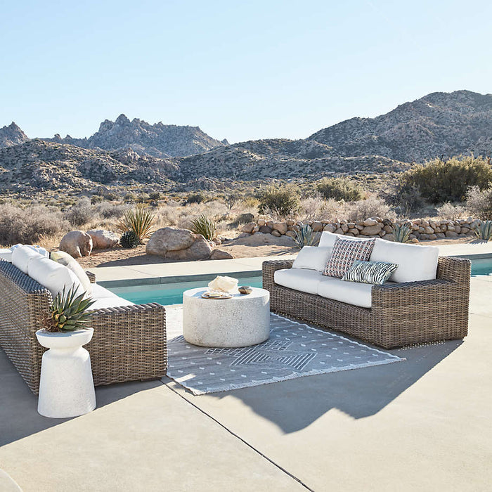 Abaco 83" Resin Wicker Outdoor Sofa with Canvas Natural Sunbrella ® Cushions