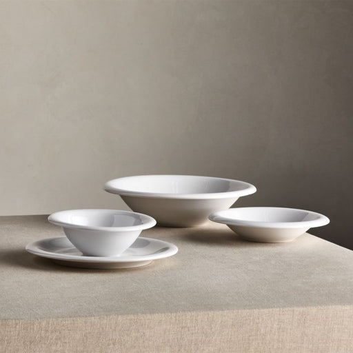 Caesna White Stoneware Low Bowl
