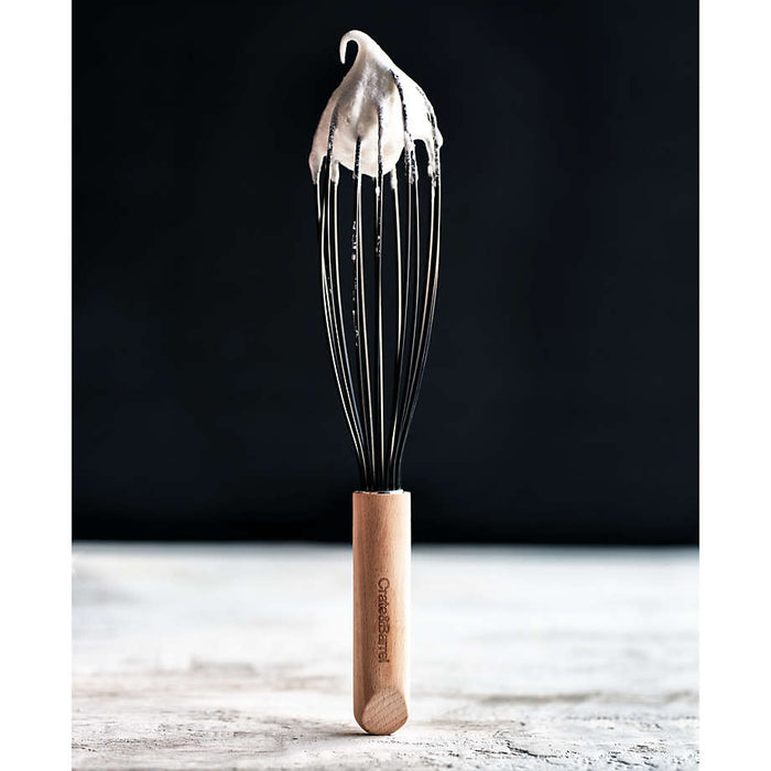 Crate & Barrel Black Silicone and Wood 8" Whisk