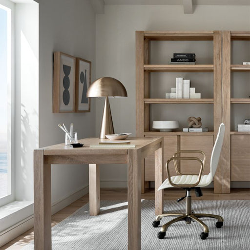 Terra 54" Natural White Oak Wood Desk with Power Outlets