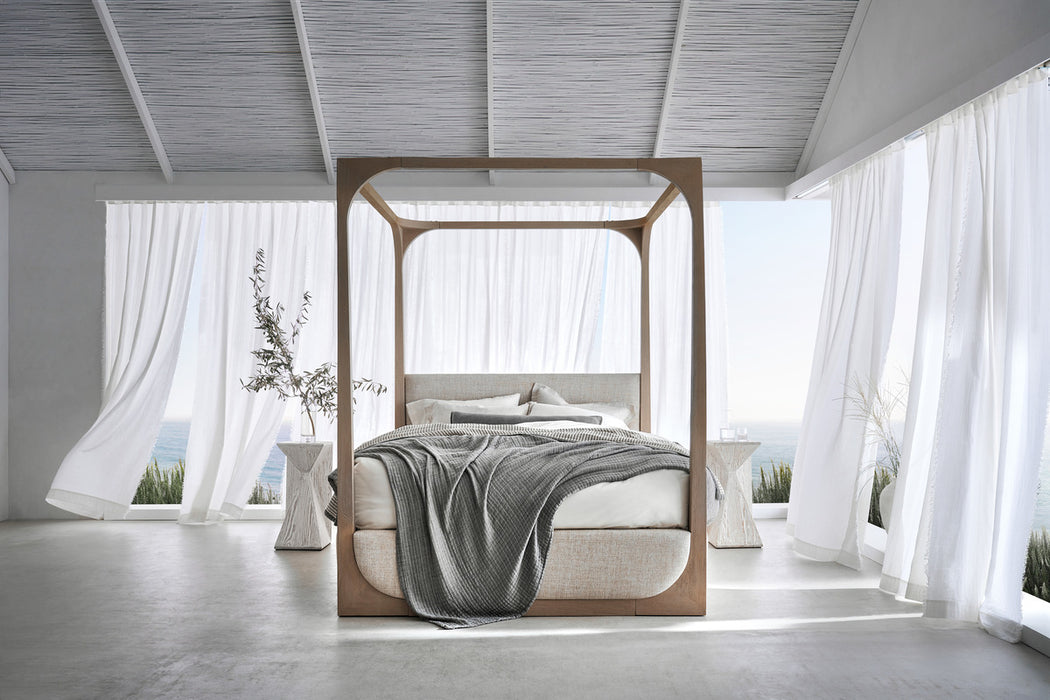 Escondido Weathered Grey Acacia Wood Canopy Queen Bed