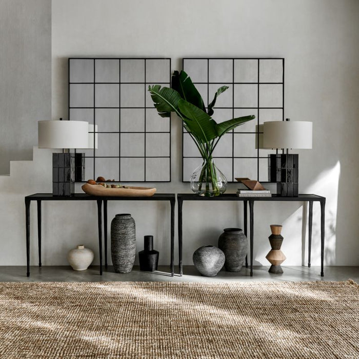 Silviano 60" Rectangular Black Iron and Steel Console Table