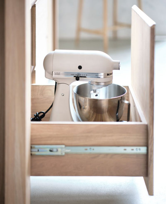 Terra 78" Marble Top and Natural Oak Wood Kitchen Island with Storage