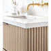 Batten 72" White Marble Top and Oak Wood Double Sink Floating Vanity