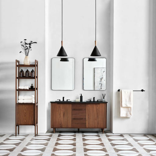 Tate Walnut Wood Bathroom Storage Tower
