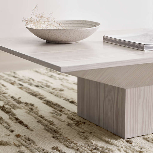 Icon Whitewashed Pine Wood 48" Square Coffee Table