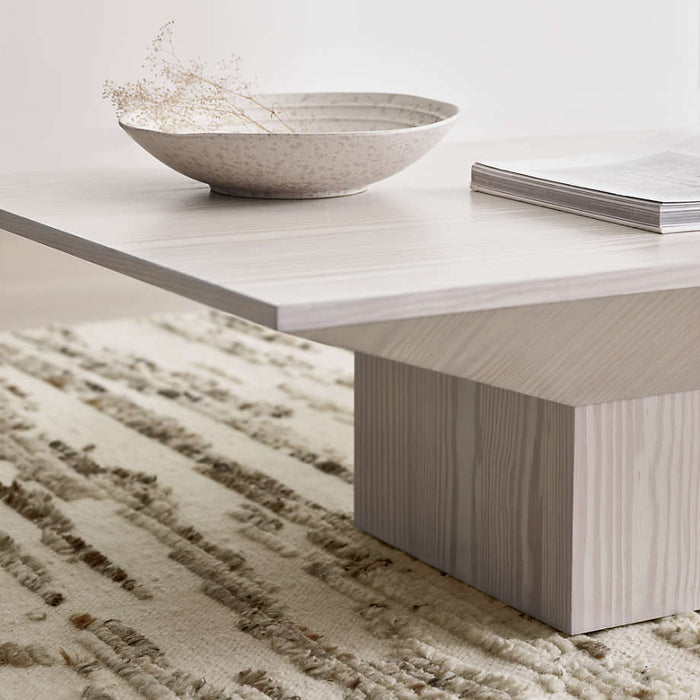 Icon Whitewashed Pine Wood 48" Square Coffee Table
