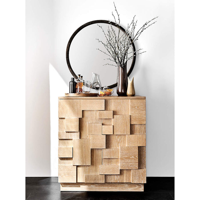 Ezra Natural Rye Wood Bar Cabinet with Shelves