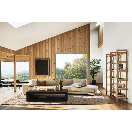 Vernon Large Rectangular Ebonized 68" Pine Wood Coffee Table with Shelf