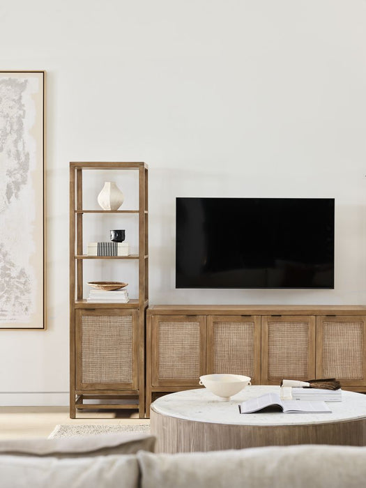 Blake 85" Light Brown Teak and Rattan Storage Media Console