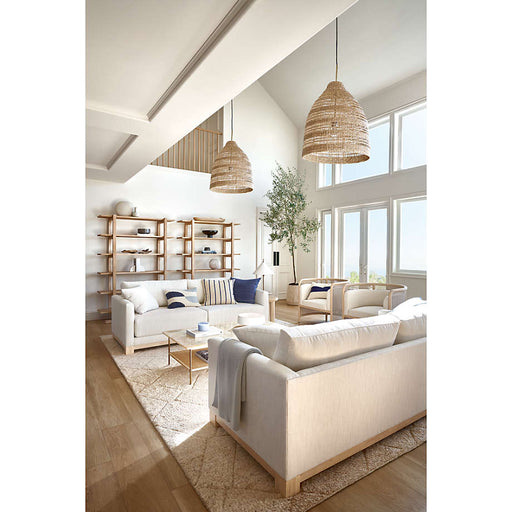 Terranea Onyx Marble and Brass Metal 54" Rectangular Coffee Table with Wicker Shelf