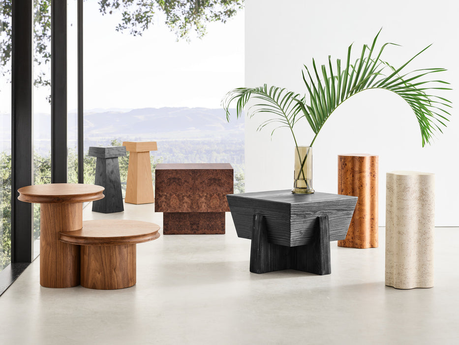 Kota Square Textured Black Pine Side Table