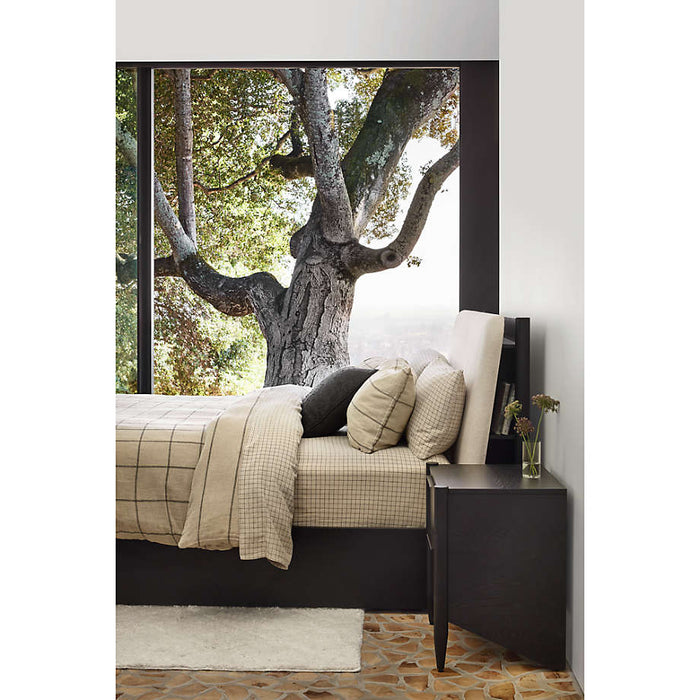Casa Black Oak Wood Queen Storage Bed with Outlet