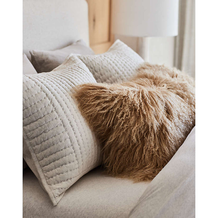 Rye Brown Mongolian Sheepskin 36"x16" Throw Pillow Cover