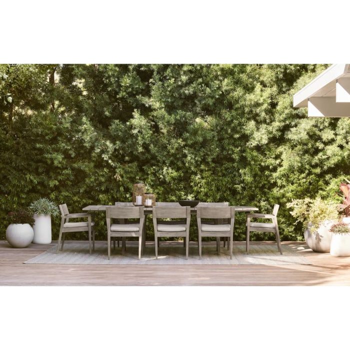 Andorra 91"-112" Weathered Grey Wood Outdoor Extendable Dining Table