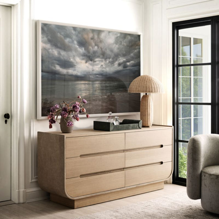 Venice Leather and Oak Wood 6-Drawer Dresser by Brigette Romanek