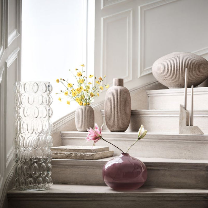 Flow Round Pink Glass Vase 9" by Brigette Romanek