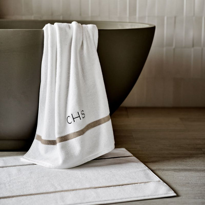 Tuxedo Stripe Organic Cotton Sand Beige Hand Towel