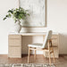 Batten 61.5" Natural Oak Wood Console Desk with White Marble Top