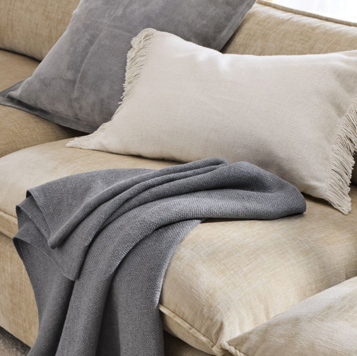 Casual Textured Fringe 70"x55" Smoke Blue Throw Blanket