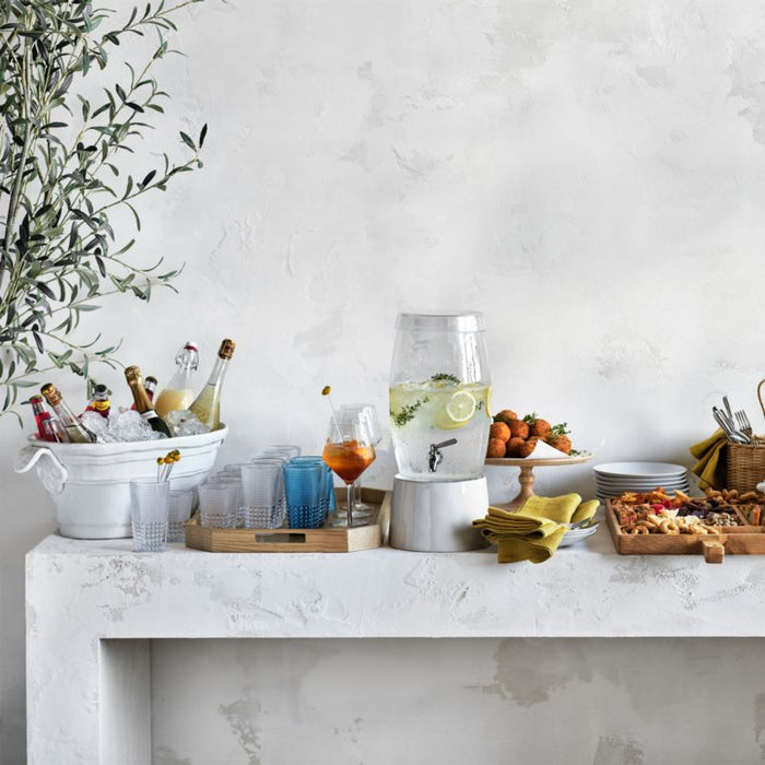 Marin White Ceramic Drink Dispenser Stand