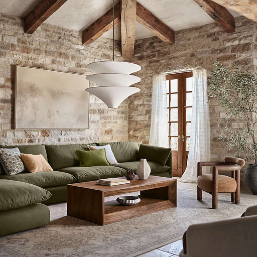 Unwind Modular 4-Piece U-Shaped Slipcovered Sectional Sofa with Double Chaise Lounge