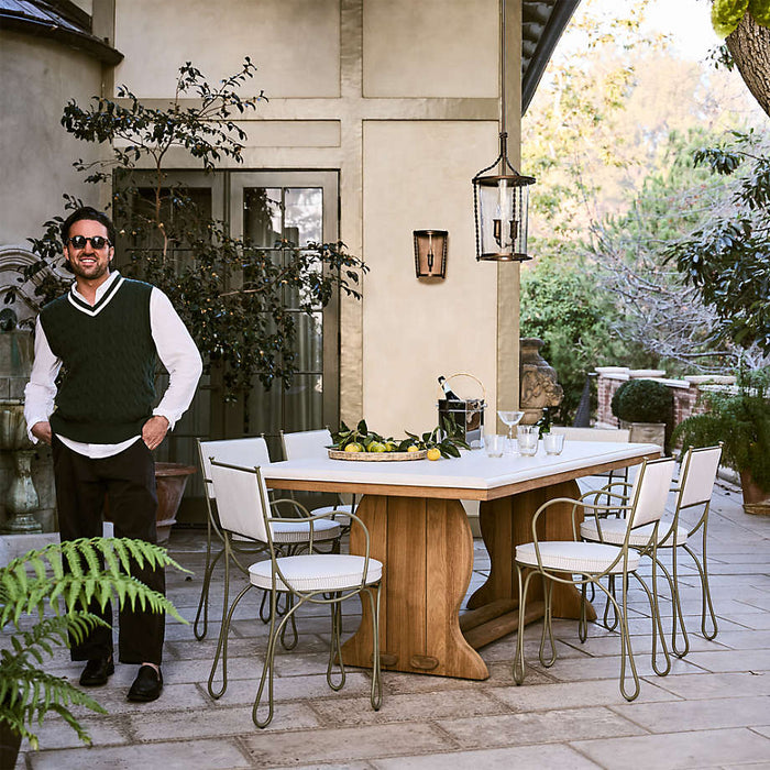 The Harpen Metal Outdoor Dining Arm Chair by Jake Arnold