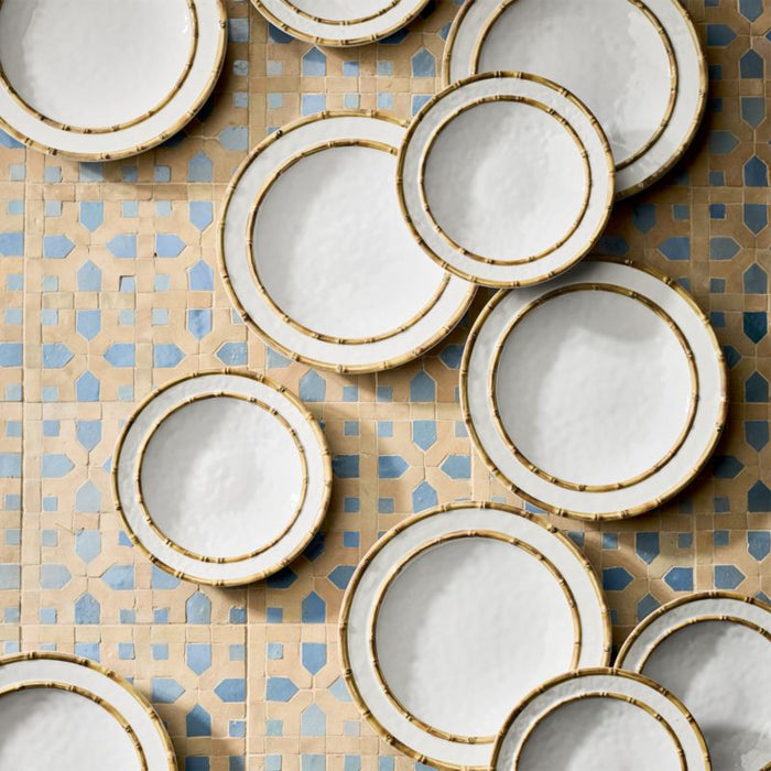 Abbott White and Bamboo Outdoor Melamine Serving Bowl by Jake Arnold