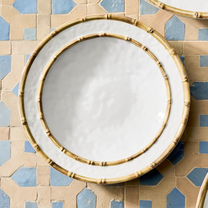 Abbott White and Bamboo Outdoor Melamine Dinner Plate by Jake Arnold