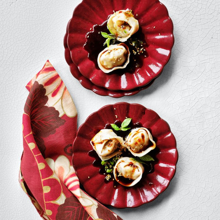 Fortune Garden Stoneware Red Scallop Salad Plate