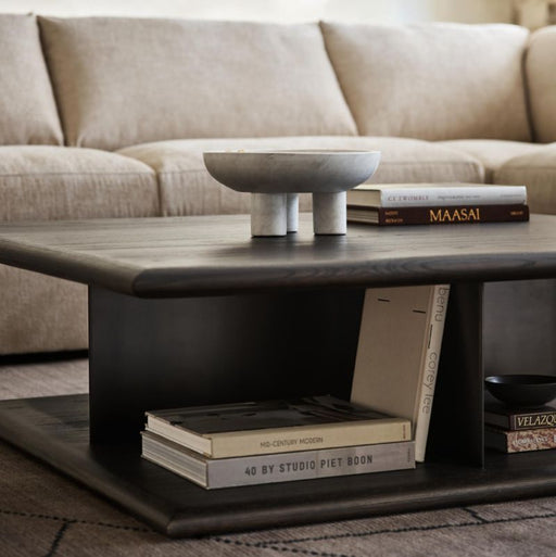Preto Ebonized Ash Wood and Metal 50" Square Coffee Table