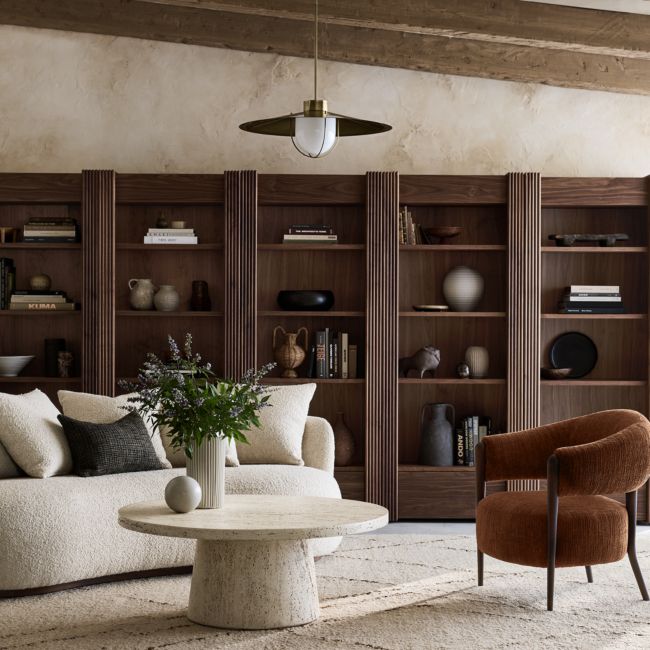 Siena 84" Walnut Wood 4-Shelf Storage Bookcase with Drawer