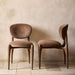 Via Olive Green Velvet Walnut Wood Dining Chair