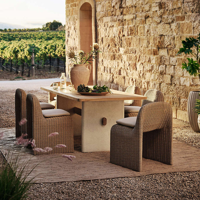 Ipanema 86" Outdoor Dining Table with Wicker Dining Chairs