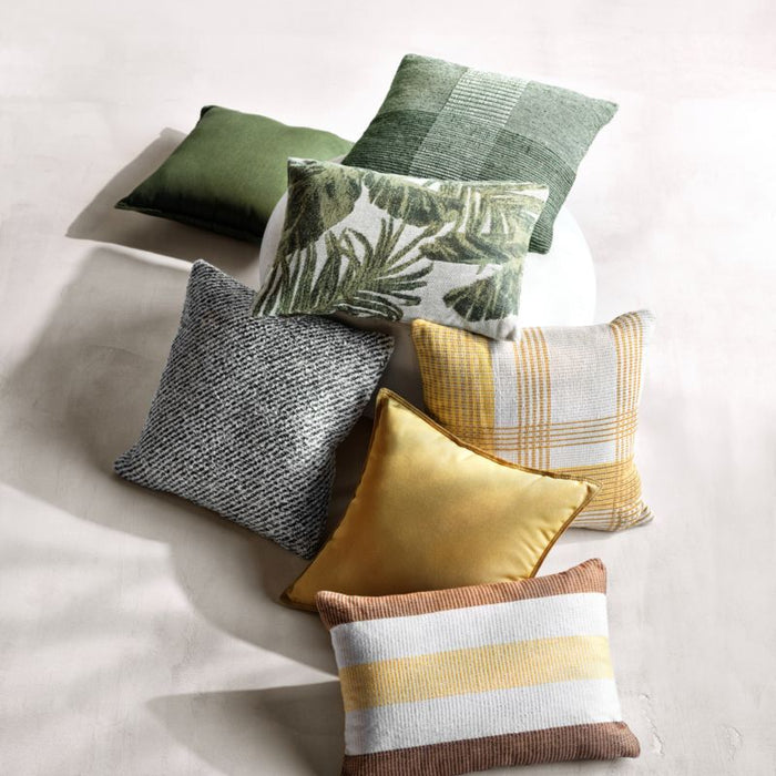 Jacquard Palm Leaf 22"x15" Juniper Green Outdoor Throw Pillow