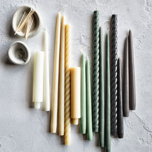 Cylinder Oat Off-White Taper Candles 8.5", Set of 2