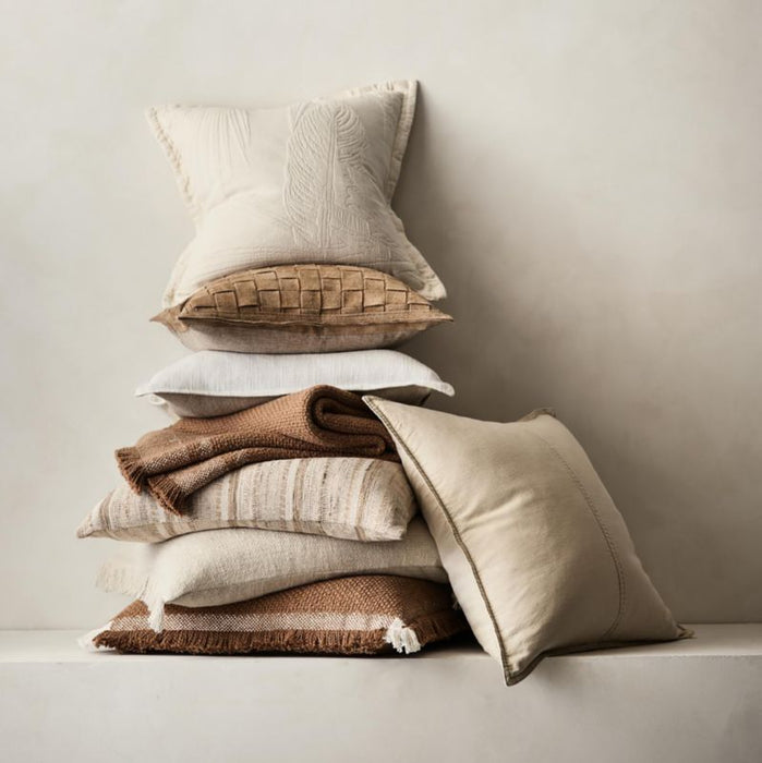 Hyde Woven Suede 20"x20" Camel Tan Throw Pillow Cover