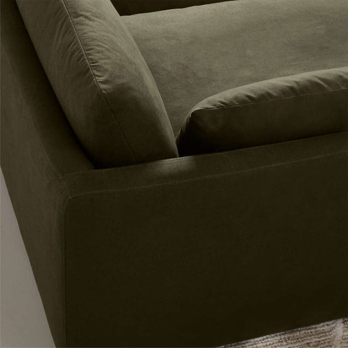 Unwind Modular 4-Piece U-Shaped Slipcovered Sectional Sofa with Double Chaise Lounge