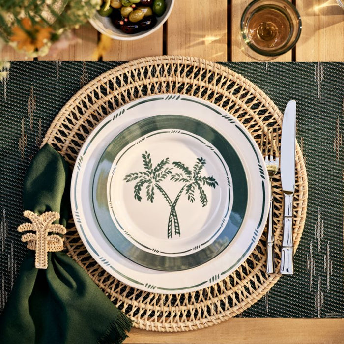 Aspen Rimmed Green Palm Outdoor Melamine Salad Plate