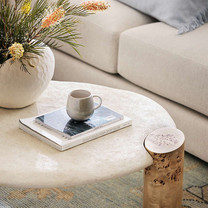 Sassolino Concrete and Burl Wood Coffee Table by Athena Calderone