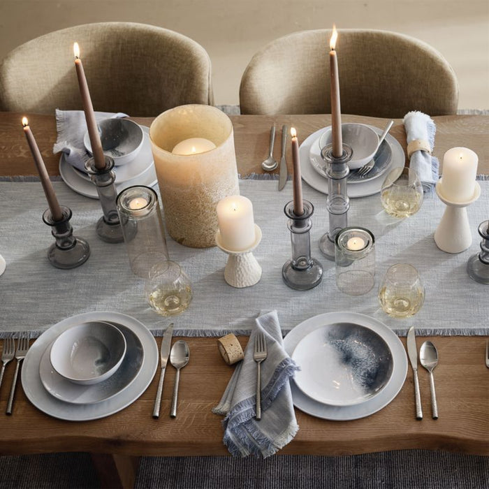 Wiluna Large White Ceramic Pillar Candle Holder 6.5"