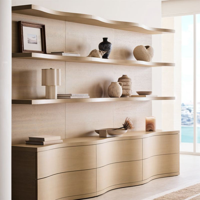 Coast 80" Whitewashed Oak Open Storage Bookcase